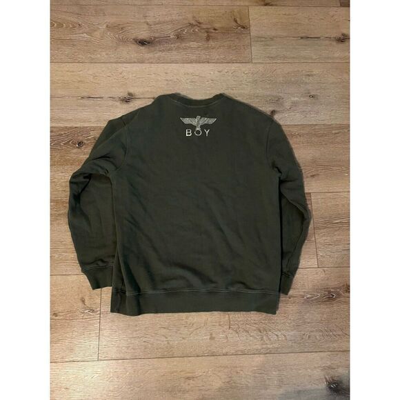 Boy London Mens Green Logo Pullover Crewneck Sweatshirt Adult Size Large - Picture 2 of 3